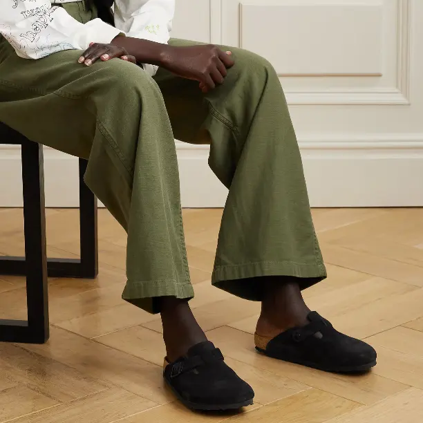 BIRKENSTOCK 勃肯 Boston 黑色绒面穆勒鞋
