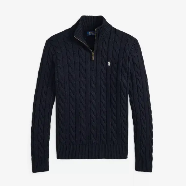 Polo Ralph Lauren 拉夫劳伦1/4绞花拉链毛衣