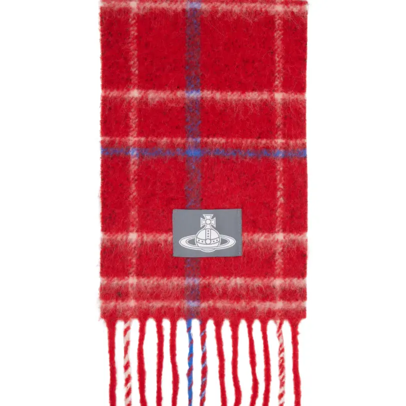 VIVIENNE WESTWOOD 红色 Check Alpaca 围巾