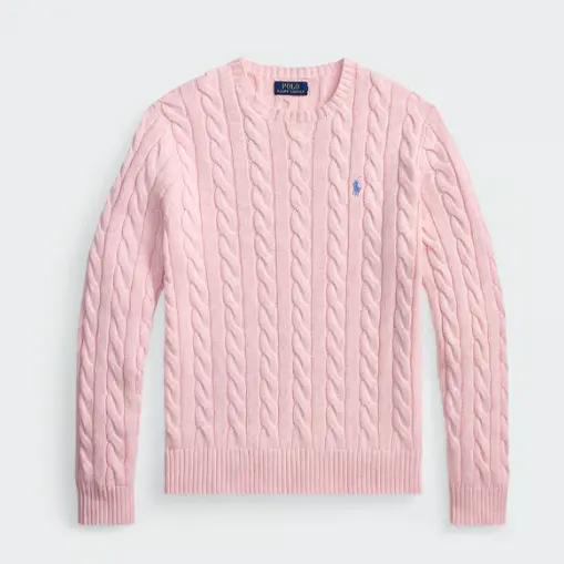 Polo Ralph Lauren 拉夫劳伦粉色绞花毛衣