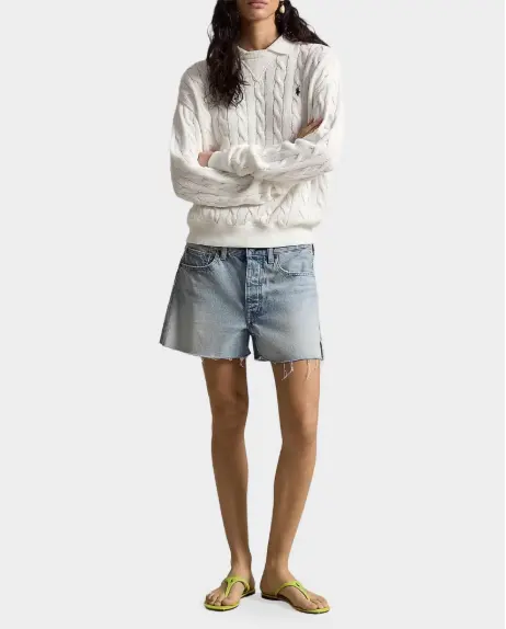 Polo Ralph Lauren 麻花绞花纯棉 Polo 针织衫