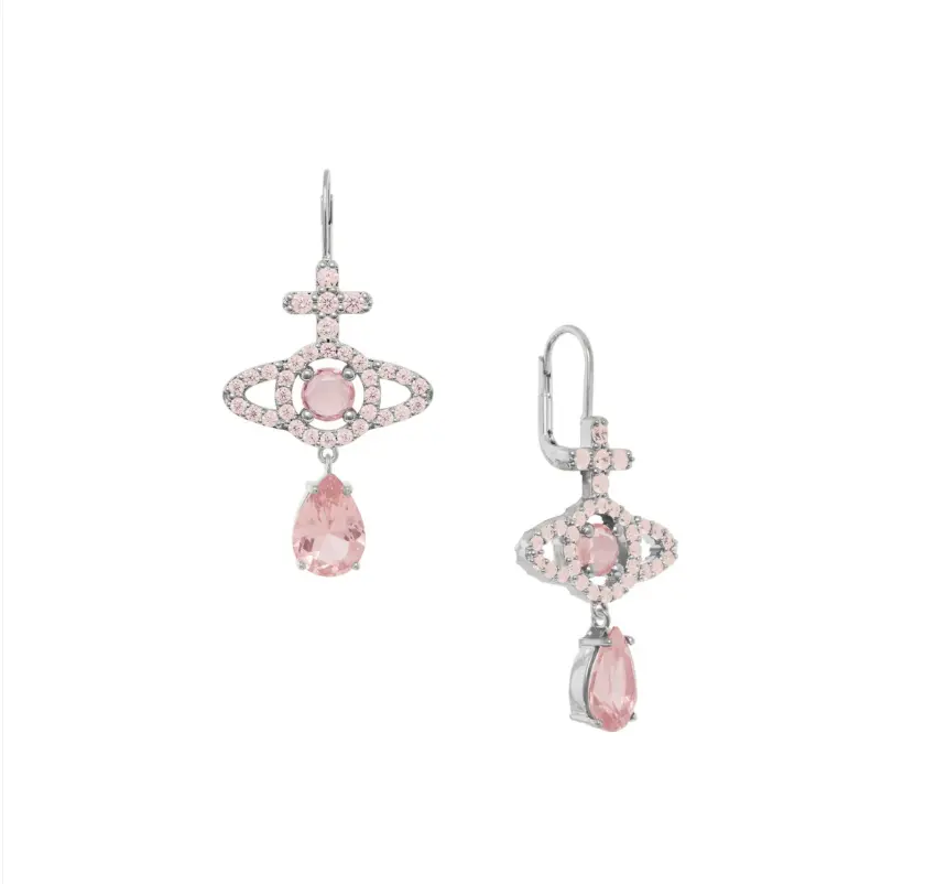 Vivienne Westwood Sal Peach 粉锆石 Olympia 垂坠耳环