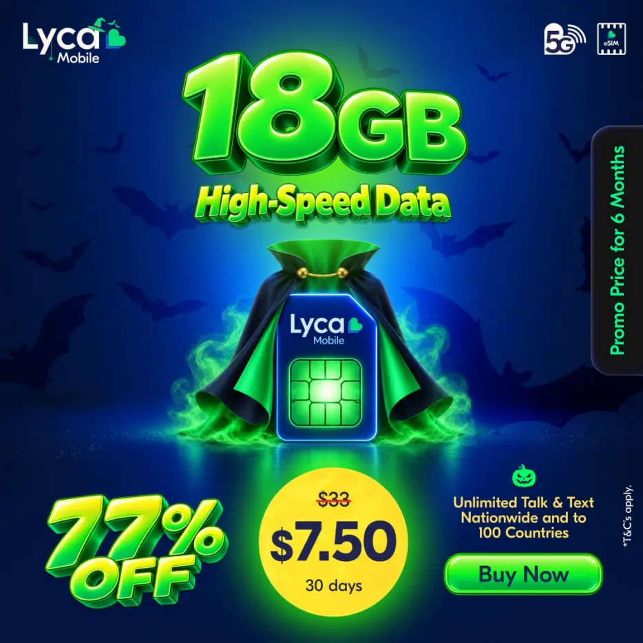 Lyca Mobile US：落地即有网 18G仅$7.5/30天