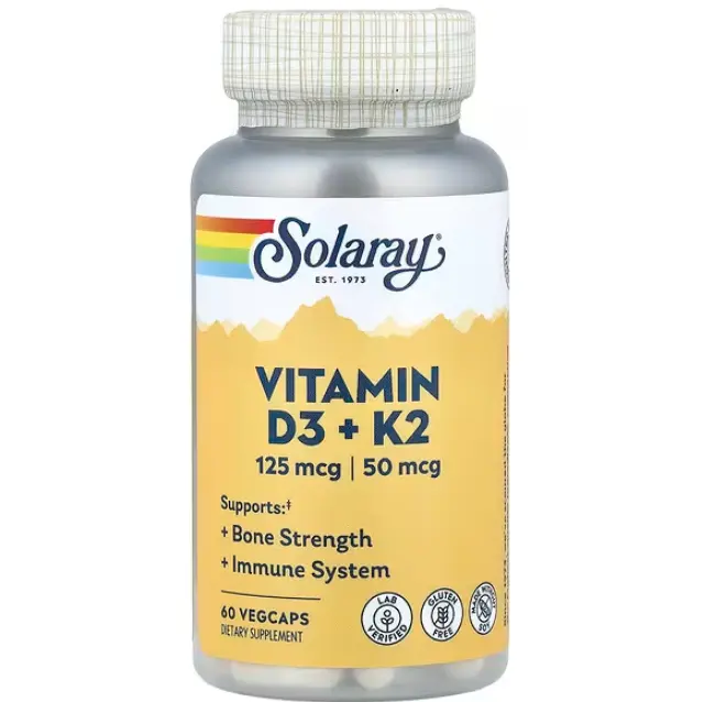 Solaray, 维生素 D3 + K2，60 粒素食胶囊