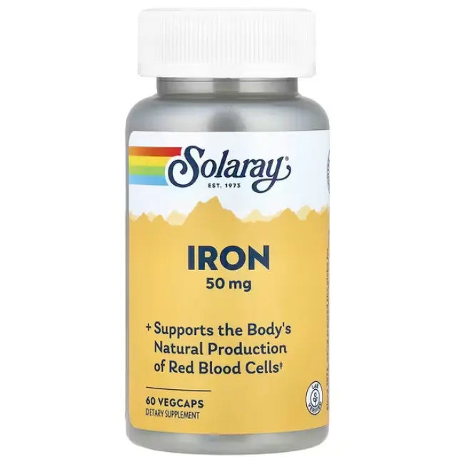 Solaray, 铁，50毫克，60粒素食胶囊