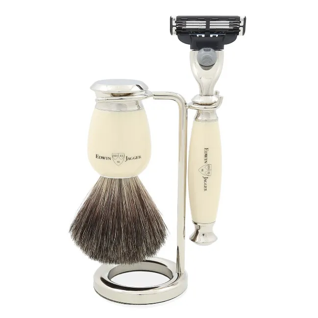 Edwin Jagger 传统手动剃须刀刮胡刀套装 浅象牙色