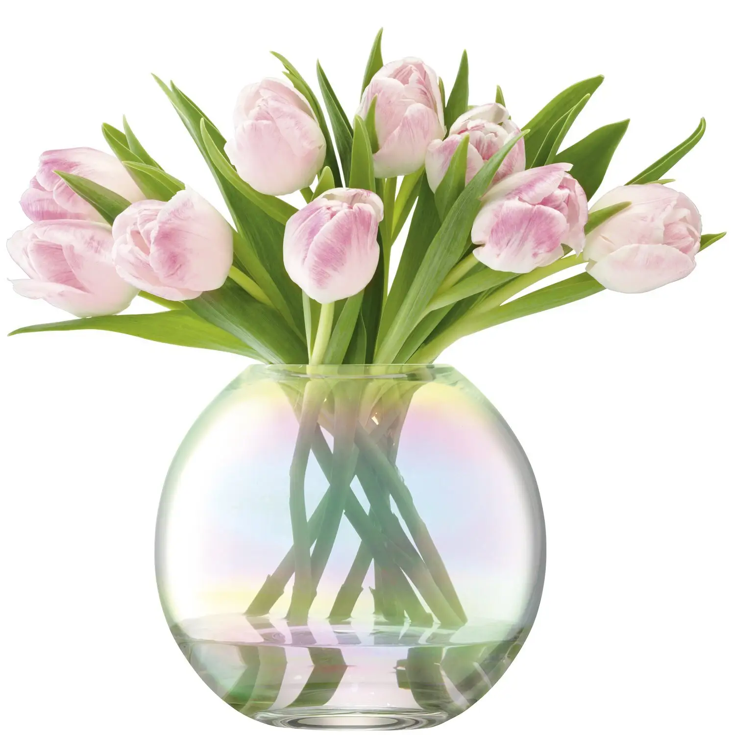 LSA International 玻璃插花花瓶 圆形珍珠母贝颜色 16cm