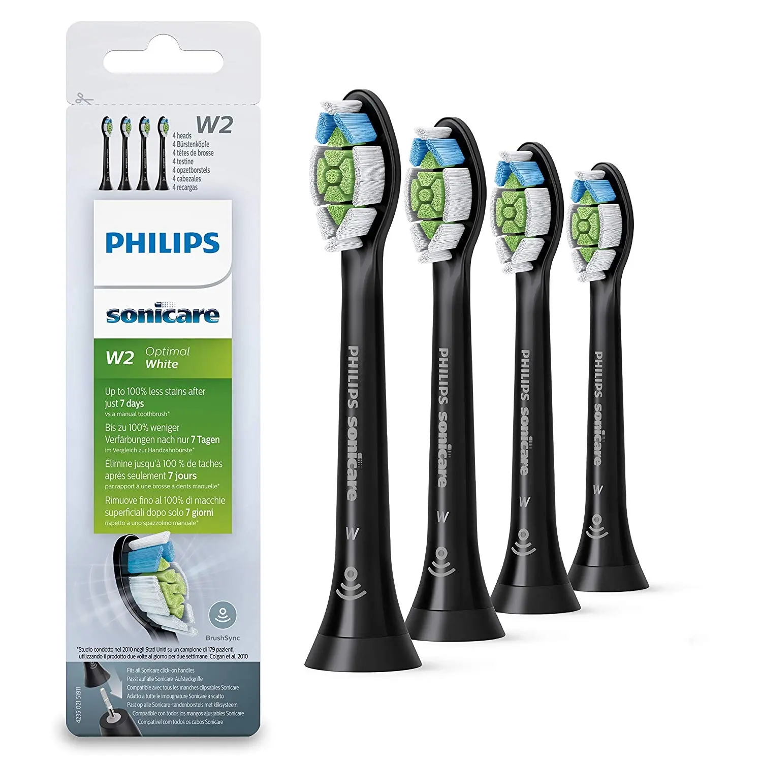 新低价！Philips 飞利浦 HX6064/11 钻石清洁黑色牙刷头4支装