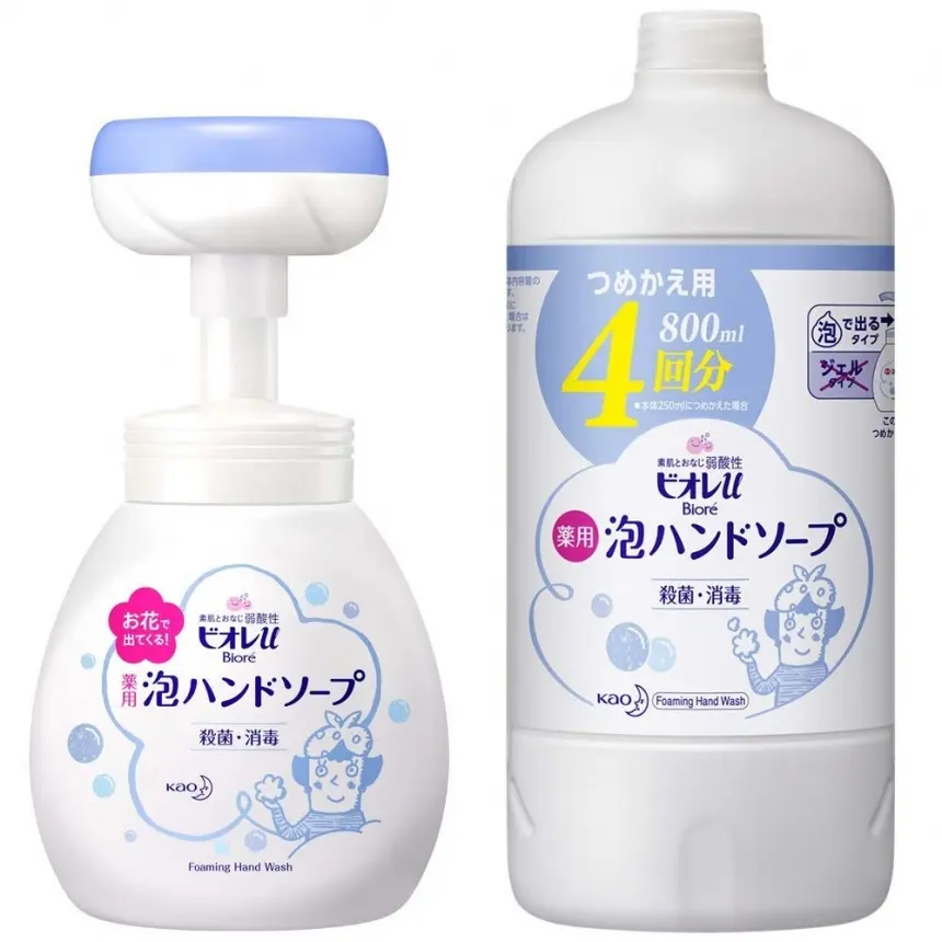 2件9.5折KAO 花王 碧柔 弱酸性儿童纯植物花花泡沫洗手液 （250ml+替换装 800ml）*2
