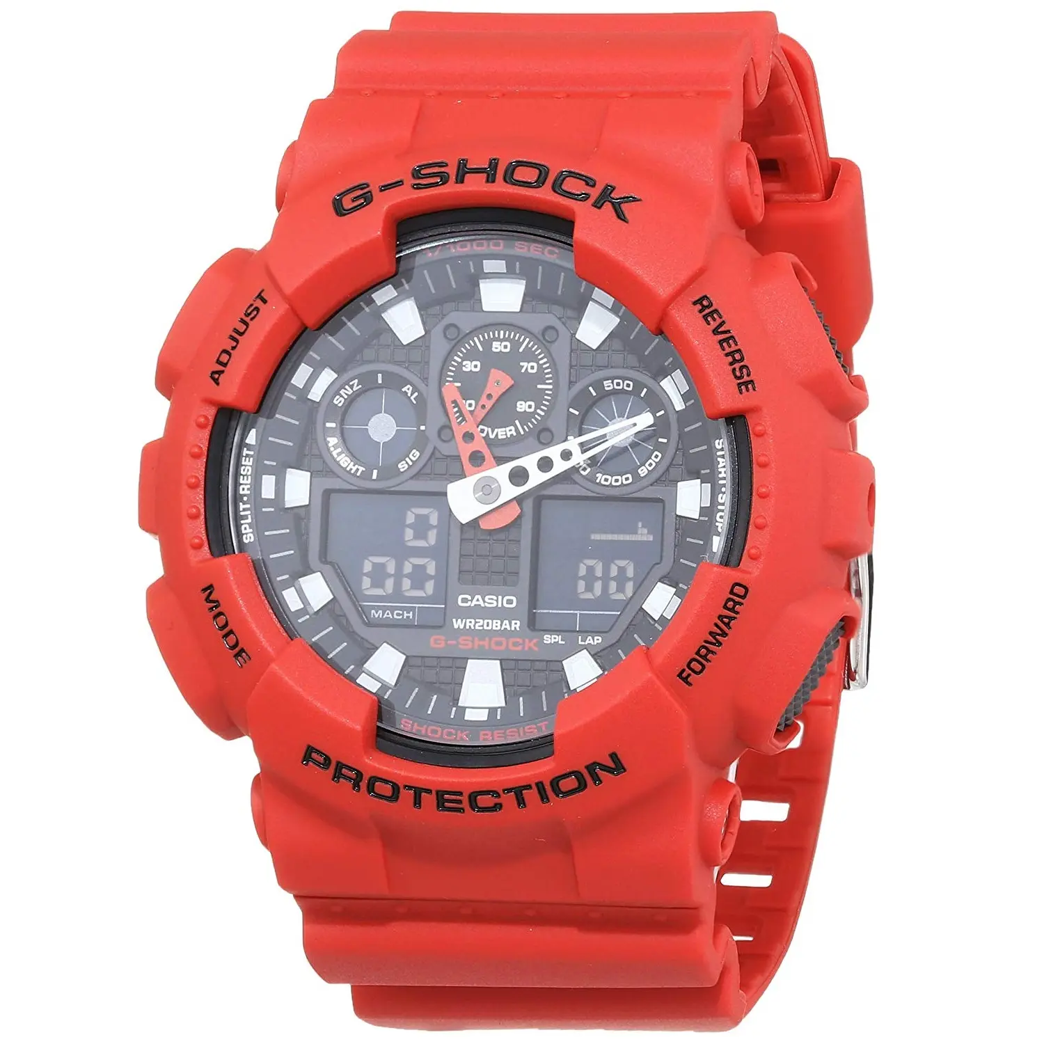 Casio 卡西欧 G-SHOCK GA-100B-4AER 男款时尚运动腕表 红色