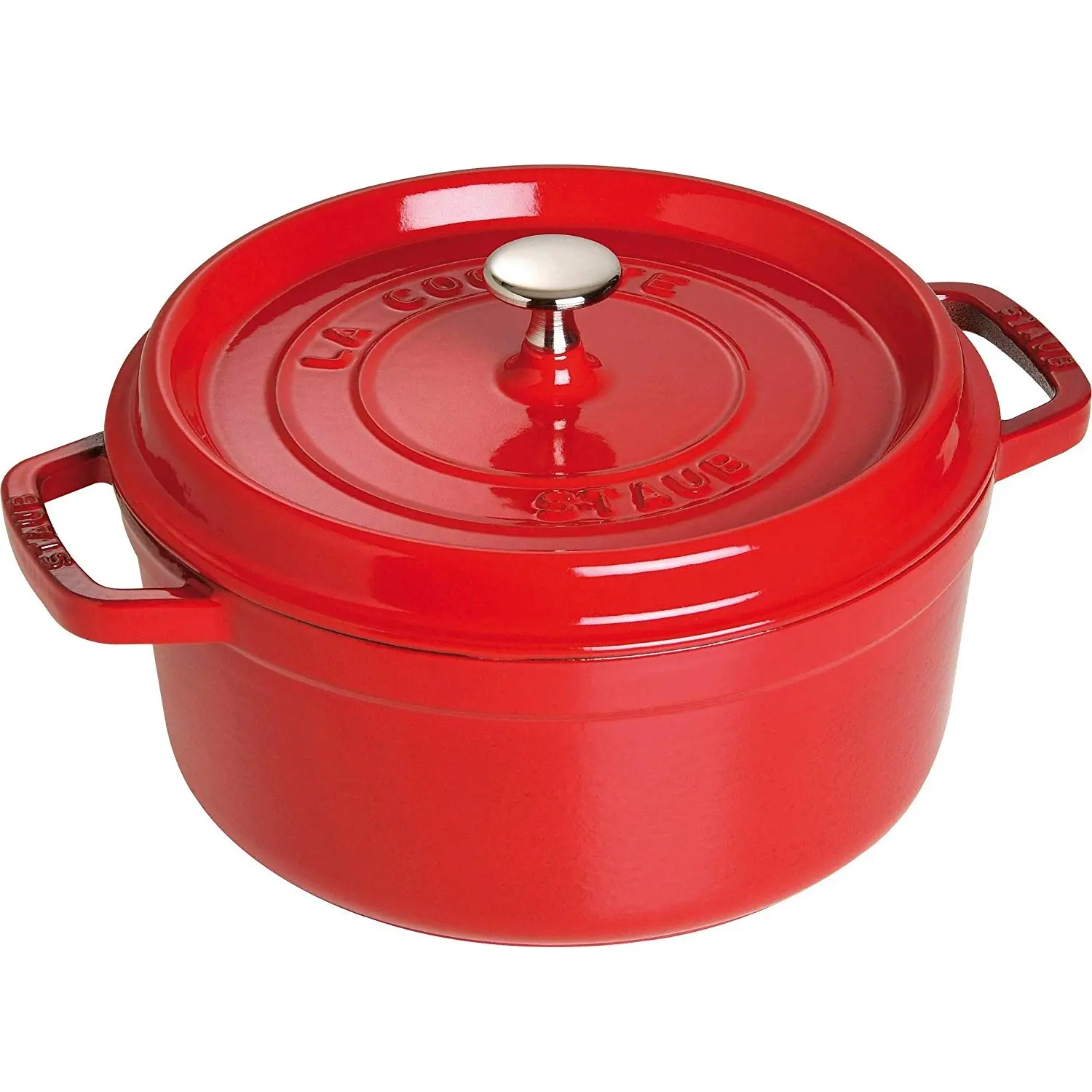 Staub 圆形带盖珐琅锅铸铁锅 24cm 樱桃红色