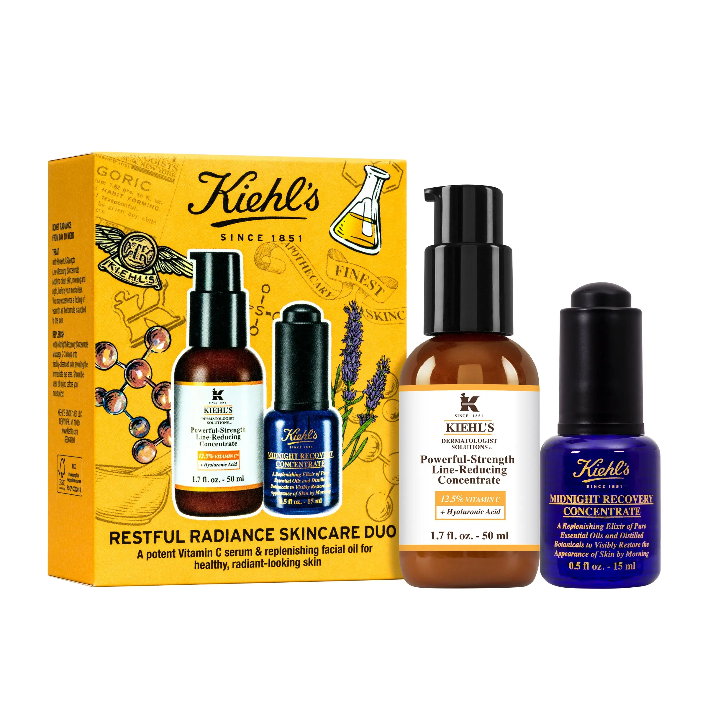 送3件小样！Kiehl's 科颜氏官网 维C+夜间修复护肤套装