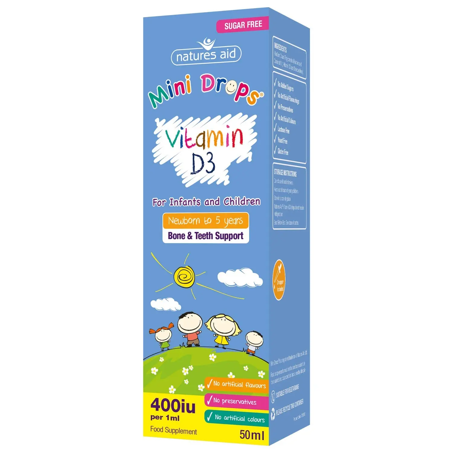 Natures Aid 婴幼儿补钙维生素D3滴剂 400IU 50ml