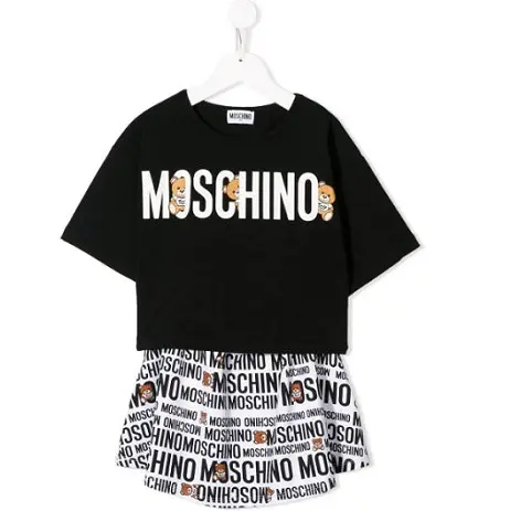 MOSCHINO KIDS logo Bear 印花短裤套组