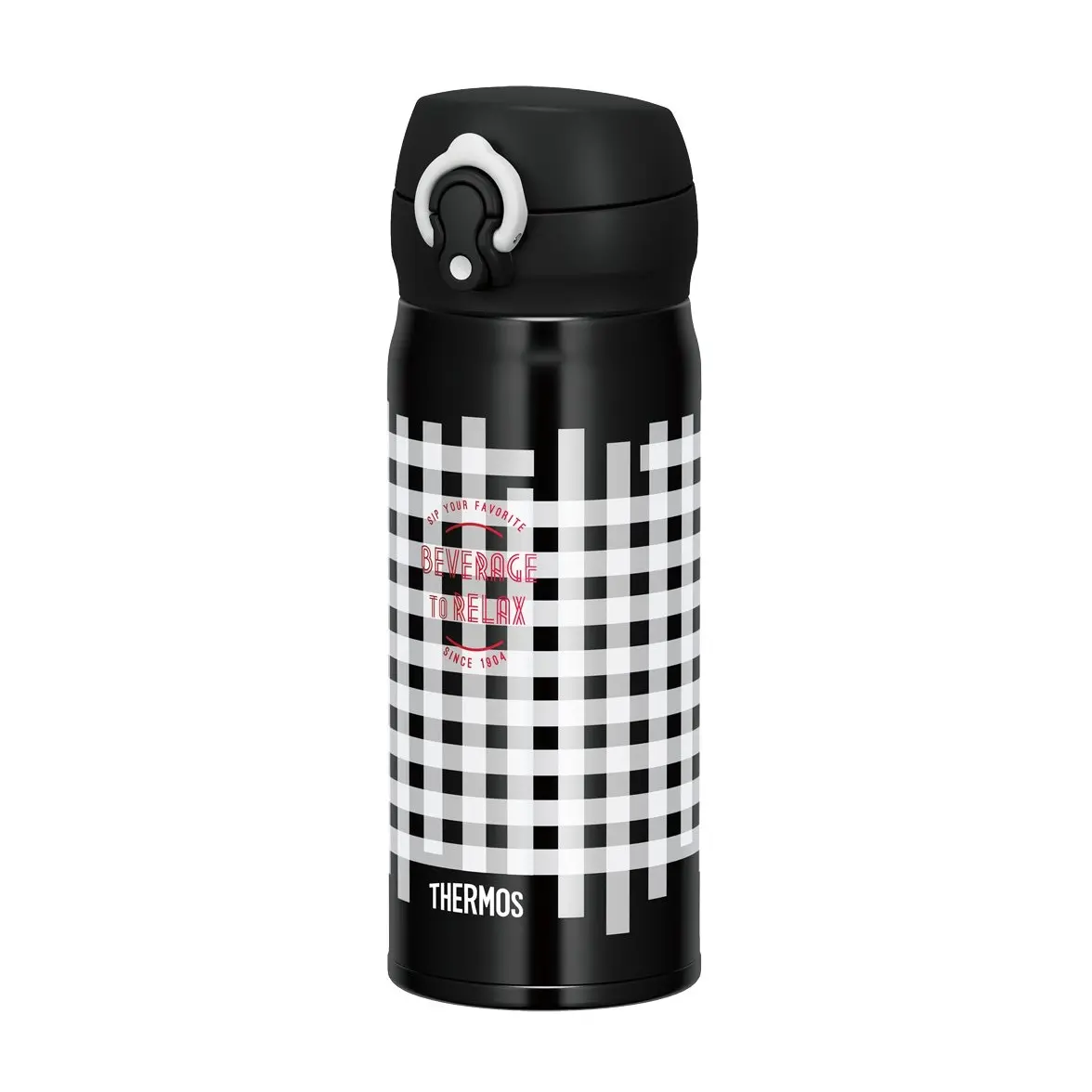THERMOS 膳魔师 不锈钢真空断热保温杯400ml 黑格子布款