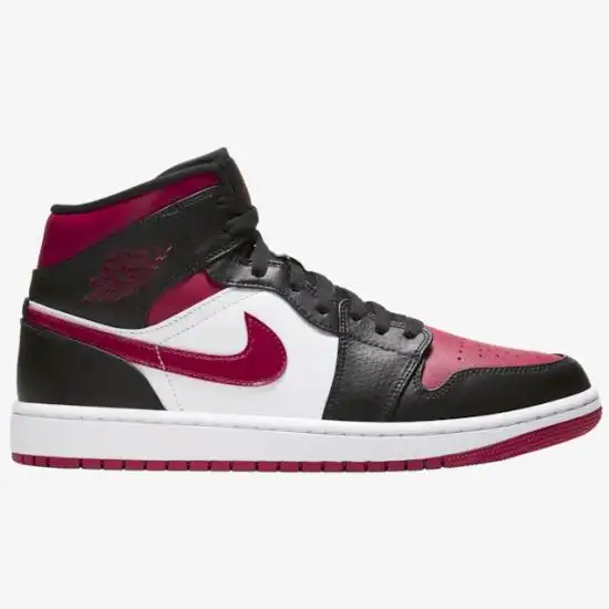 乔丹 Air Jordan 1 Mid 男子篮球鞋 黑红脚趾