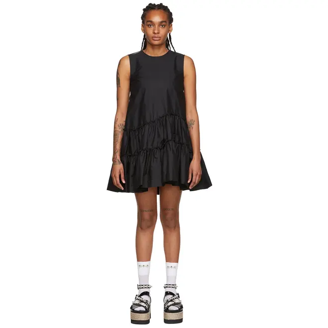 Simone Rocha 黑色褶边连衣裙