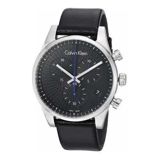 近期低价！Calvin Klein 卡尔文·克莱因 Steadfast 系列 银黑色男士三眼计时腕表 K8S271C1