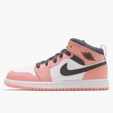 乔丹 Air Jordan 1 Mid 中童款篮球鞋 樱花粉