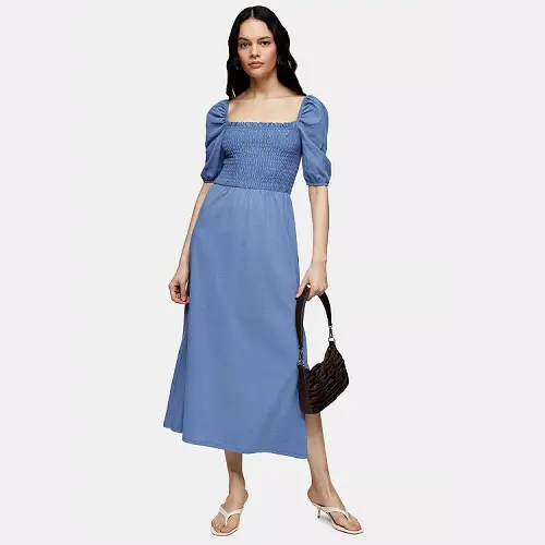 Topshop 皱纹中长连衣裙