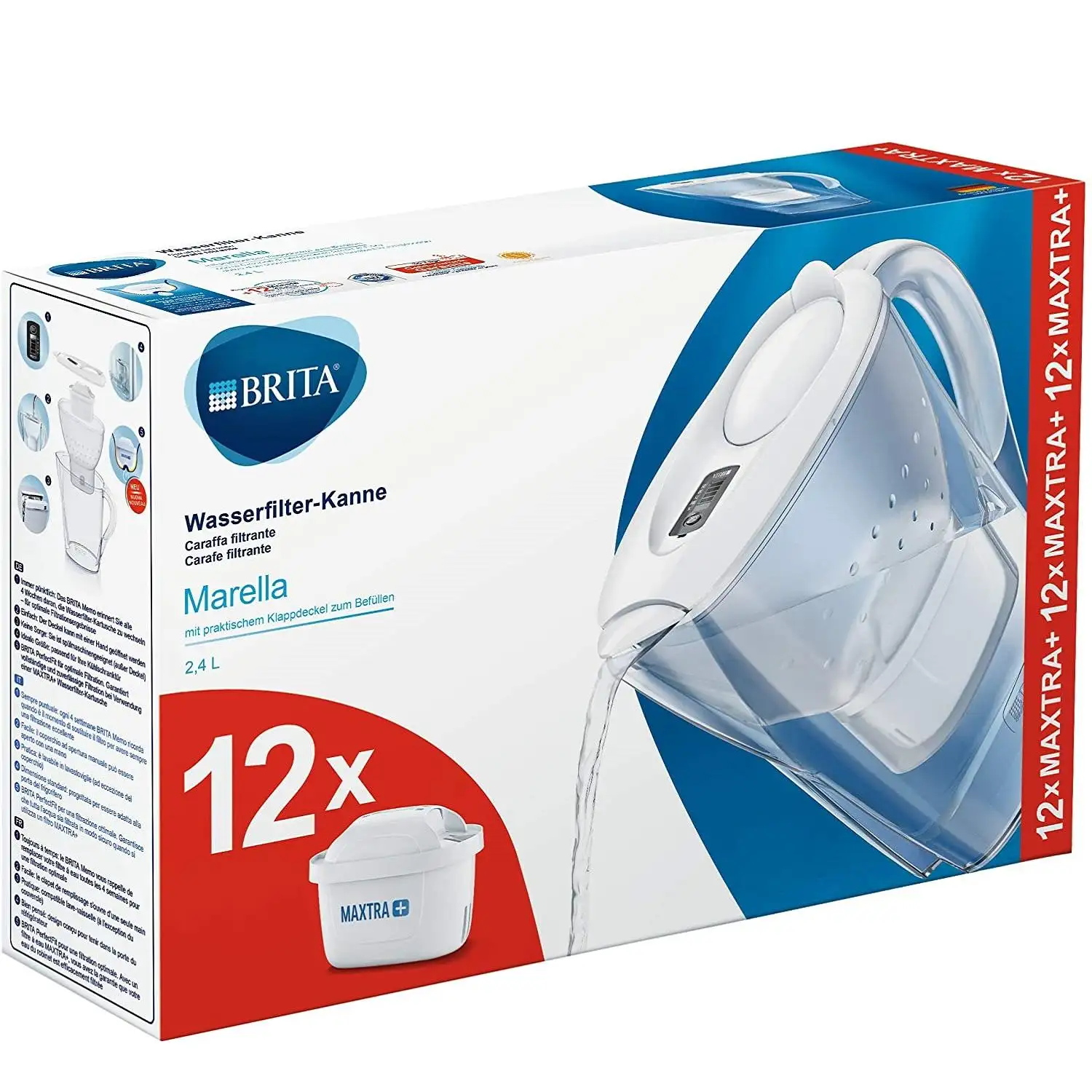 BRITA 碧然德 Marella 海洋系列 滤水壶 白色 2.4L 一壶12芯