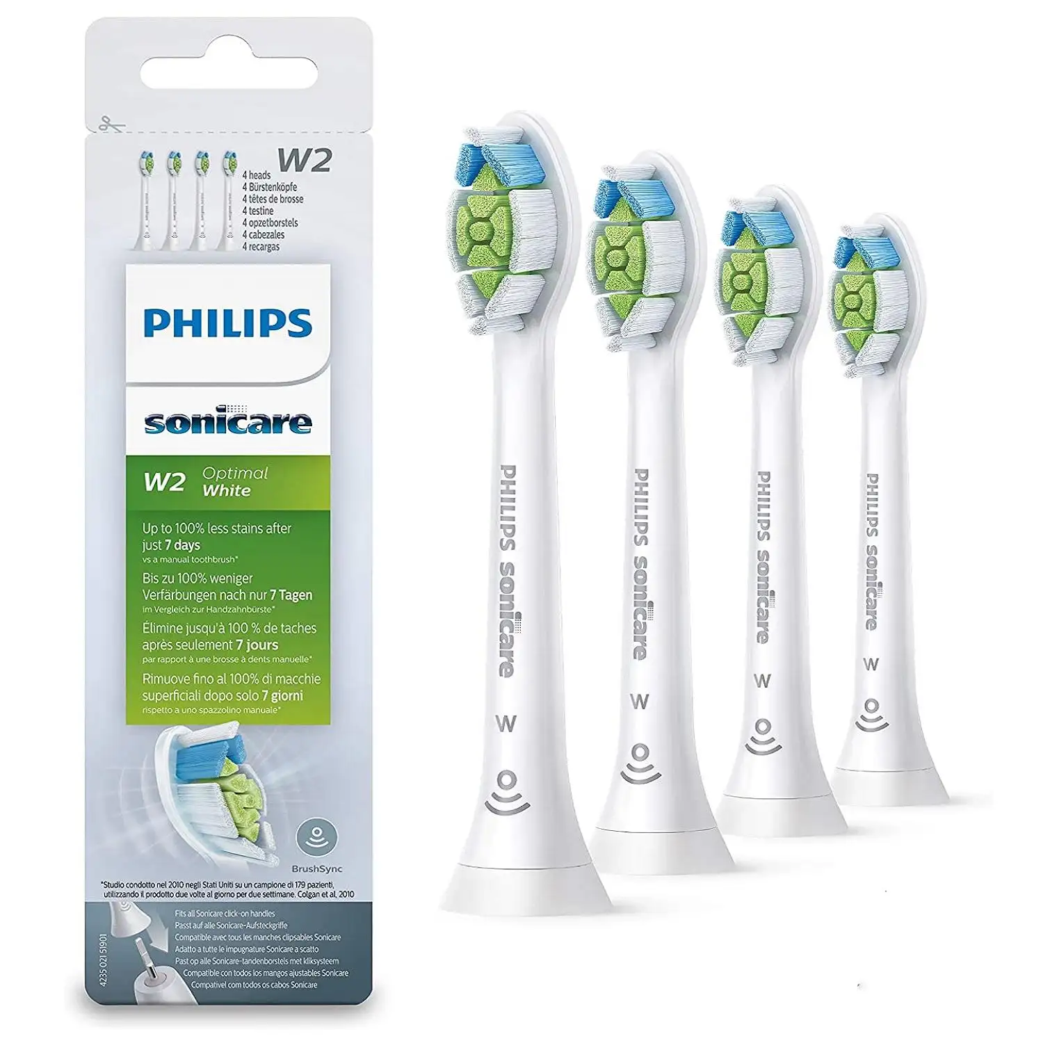 新低价！Philips飞利浦 HX6064/10 钻石亮白型声波震动牙刷刷头4支装