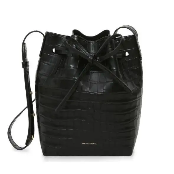 MANSUR GAVRIEL Mini 鳄鱼皮纹理水桶包