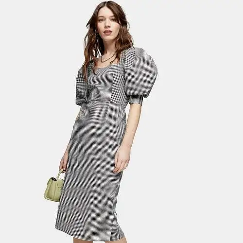 Topshop 方领泡泡袖连衣裙