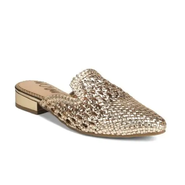 Sam Edelman Clara 金色编织穆勒鞋