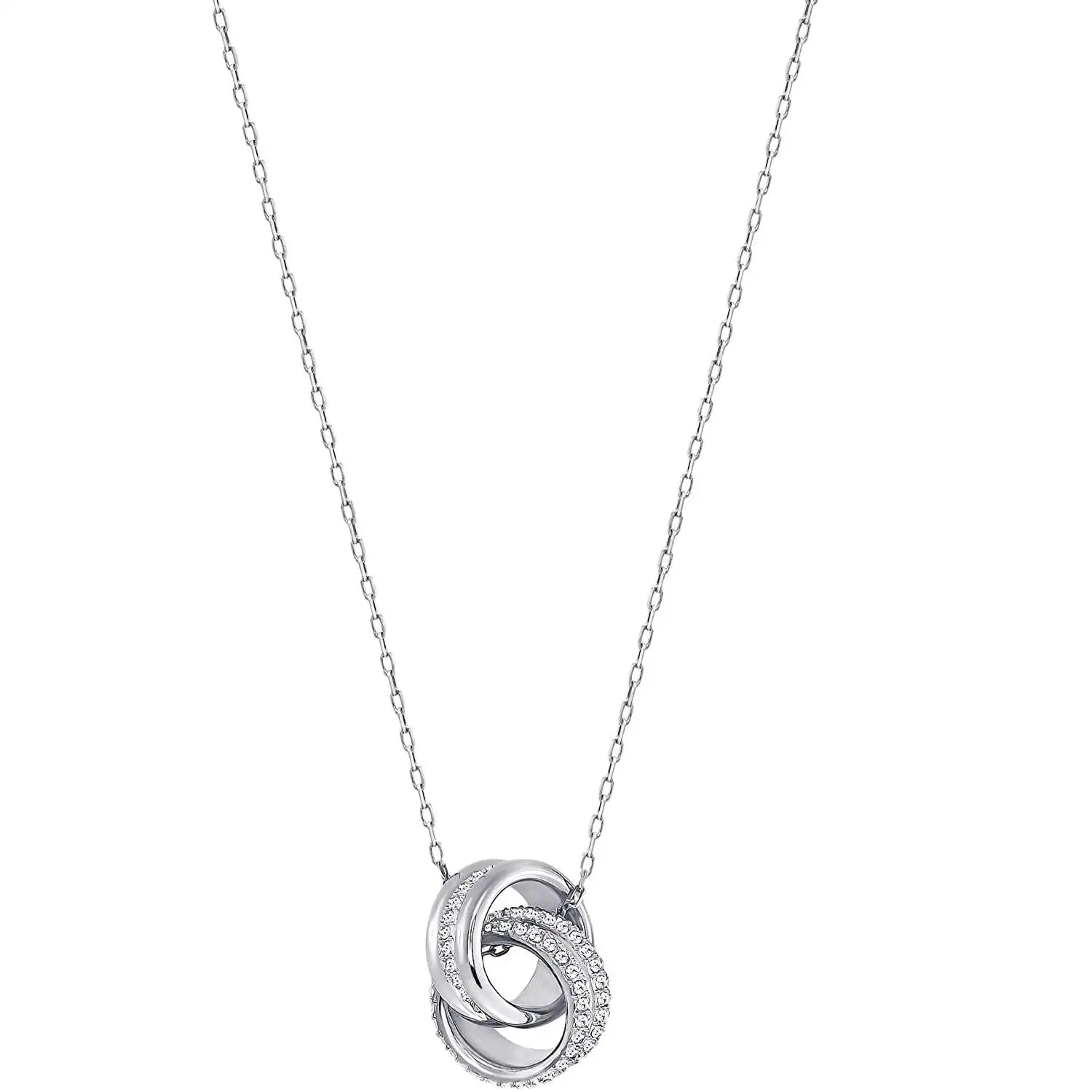 3件9.2折！Swarovski 施华洛世奇 双环水晶转运锁骨链项链 银色款 5240524