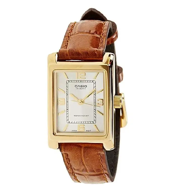 CASIO 卡西欧 女士皮革表带石英手表