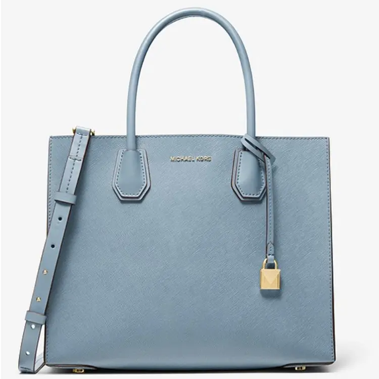补货！Michael Kors Mercer 雾霾蓝大号风琴锁头托特包