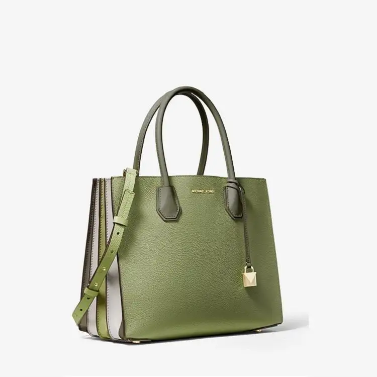 补货！Michael Kors Mercer 牛油果绿大号拼色风琴托特包