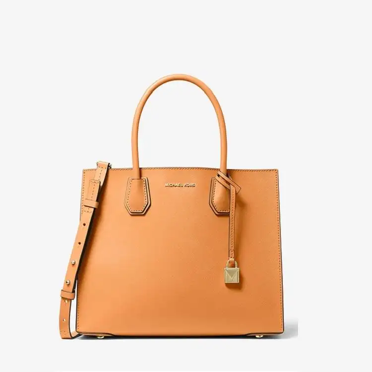 补货！Michael Kors Mercer 橙色大号风琴锁头托特包