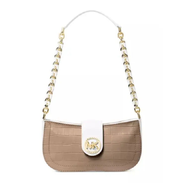 Michael Kors Carmen 奶茶色超小号鳄鱼纹腋下包
