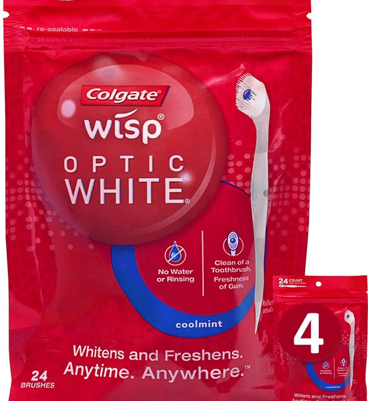 新客首单高返6%！Colgate 高露洁 光学亮白一次性迷你牙刷 24支（4盒）