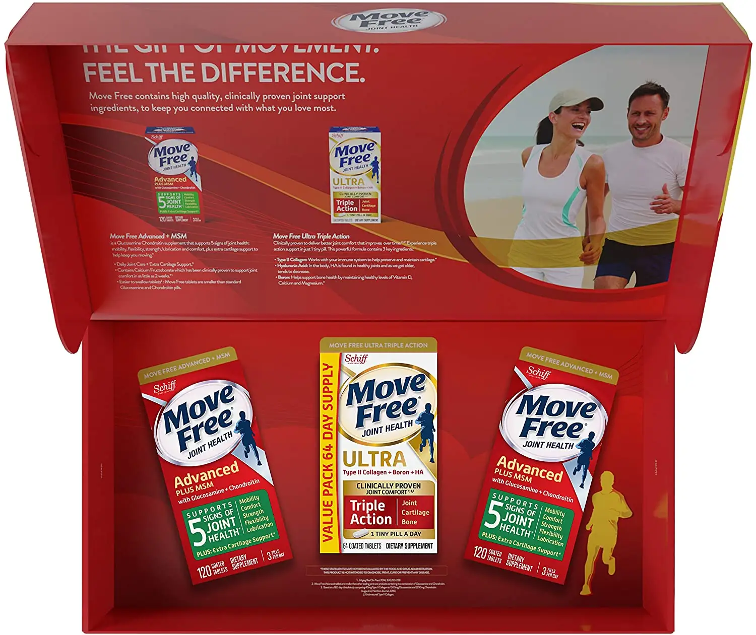 Move Free 保健品礼盒装（绿瓶120粒*2+白瓶64粒）