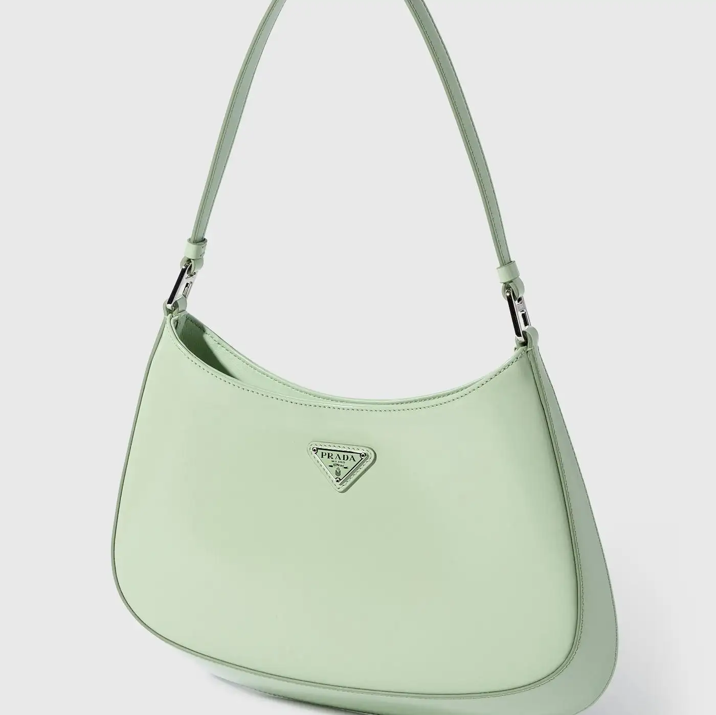 HBX官网：Prada CLEO BRUSHED 皮革腋下包 牛油果绿