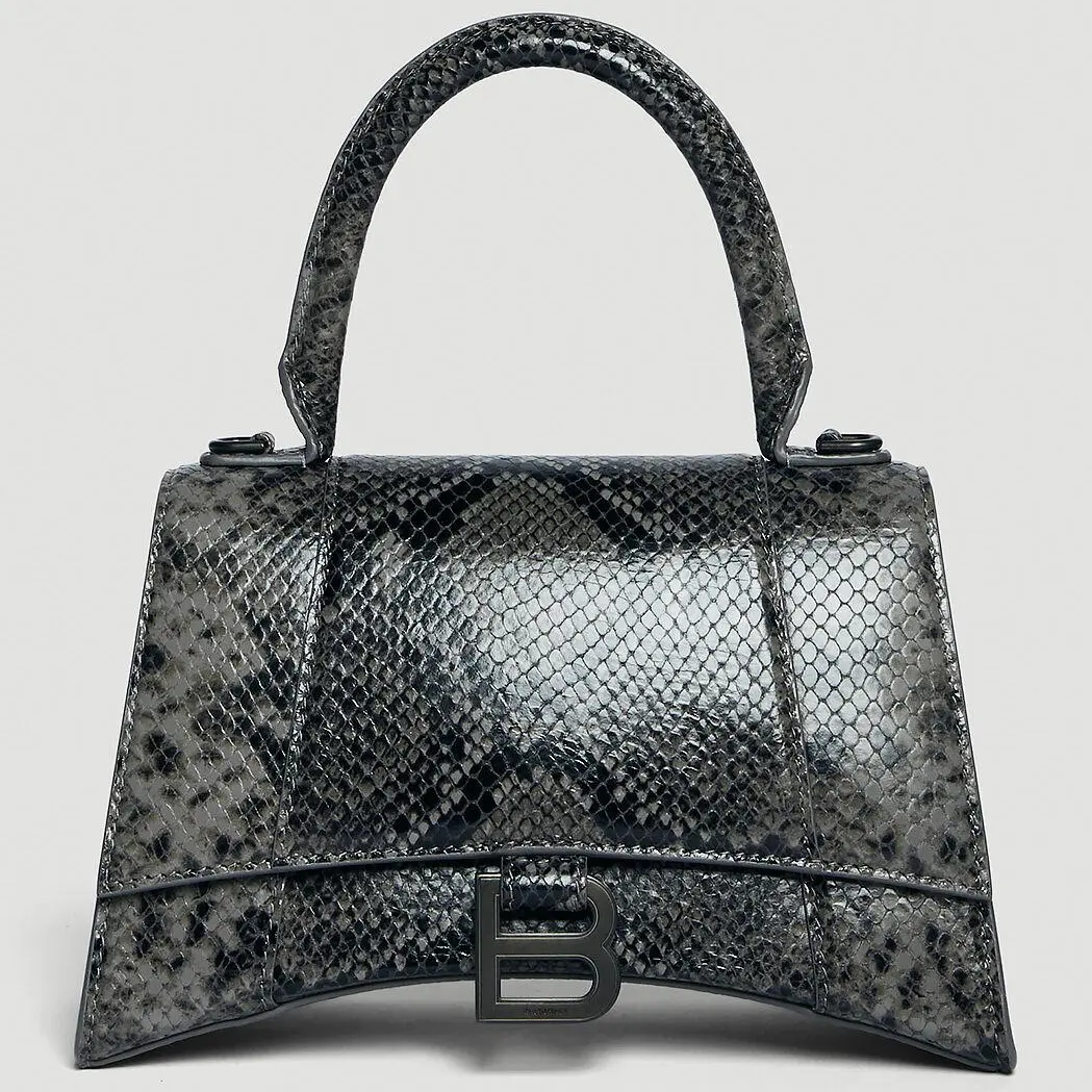 Balenciaga巴黎世家 灰色蛇皮沙漏包 小号
