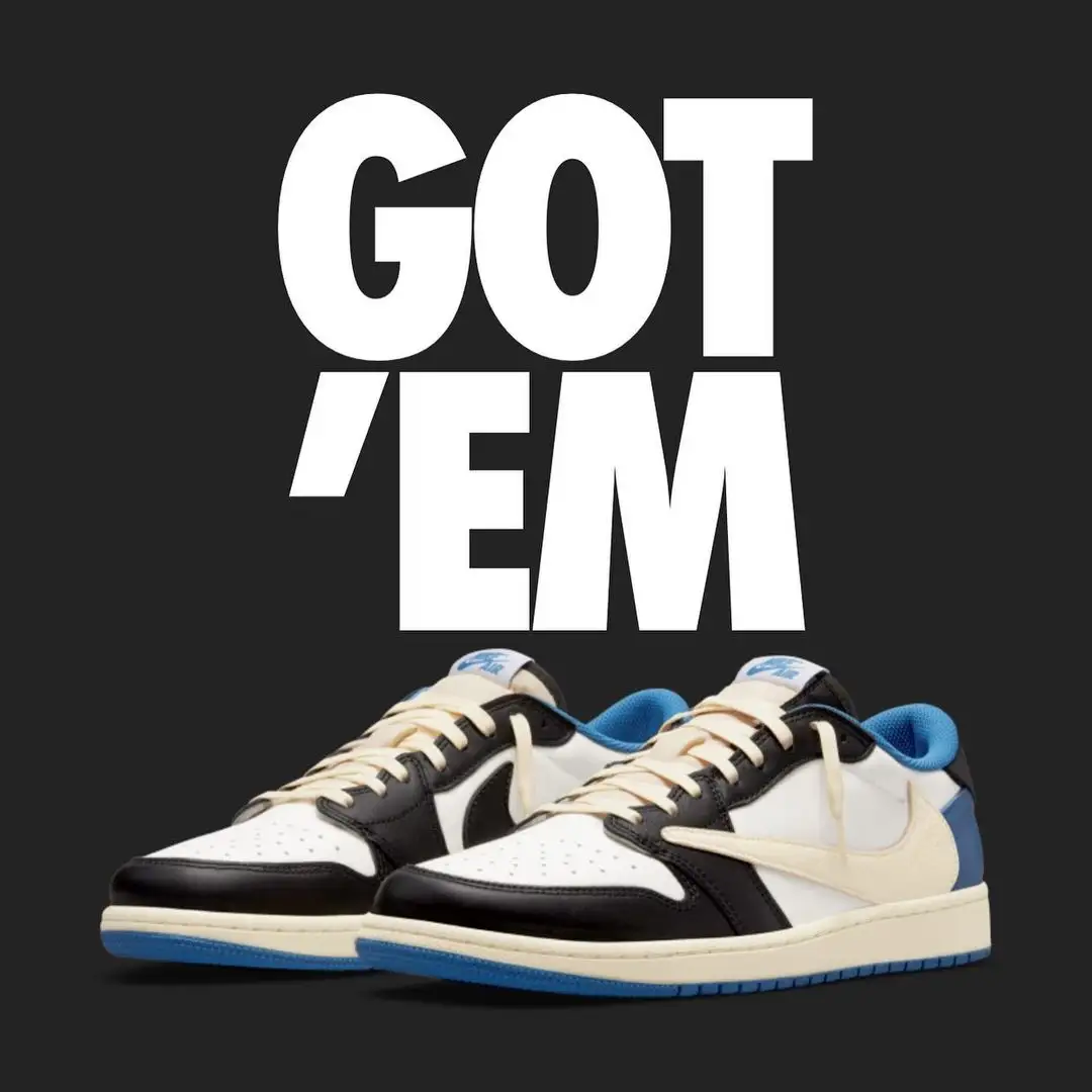 Jordan 1 Low Fragment x Travis Scott 倒钩 低帮