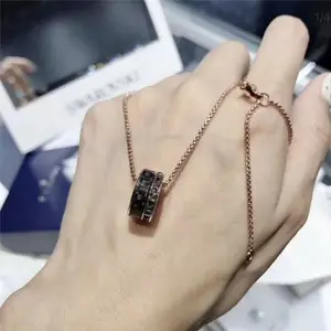 Swarovski施华洛世奇 黑碳纹理男士转运珠项链