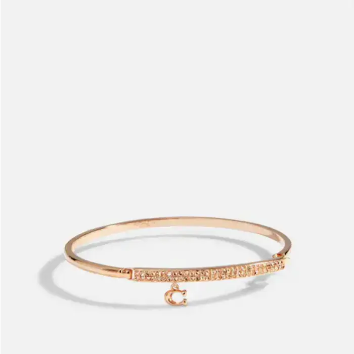 双色可选！Coach 蔻驰 Pave Bar C卡扣手镯