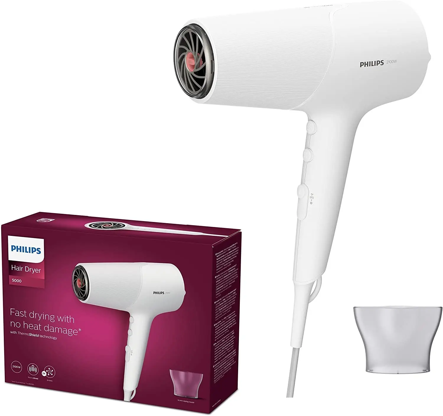 新低价！Philips 飞利浦 5000系列吹风机,采用ThermoProtect 技术BHD500/00