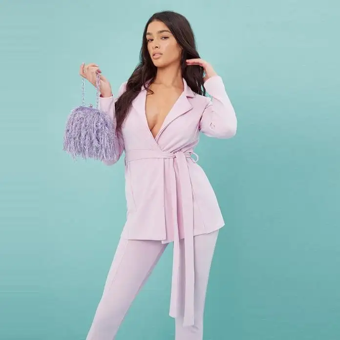 Missguided 新款粉红紫色 Co Ord 泽西