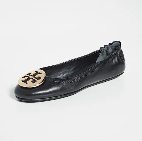 tory burch 黑色经典款logo平底鞋