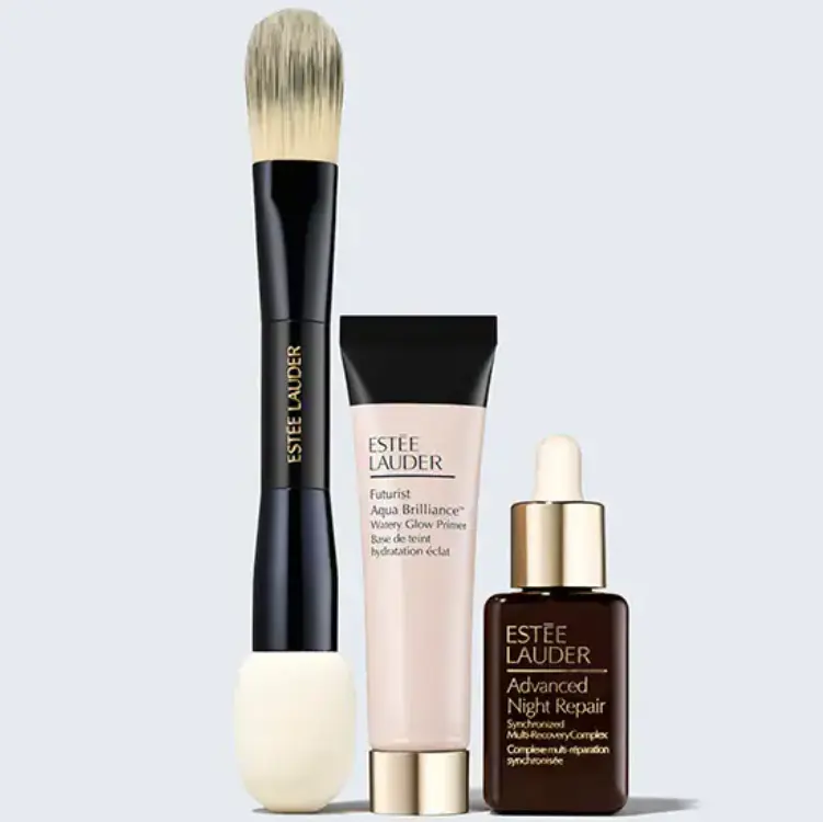 Estee Lauder 雅诗兰黛 底妆3件套价值$115（沁水妆前15ml+小棕瓶15ml+粉底刷）