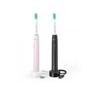 PHILIPS飞利浦 3100系列钻石亮白牙刷套装黑色+粉色HX3675/15