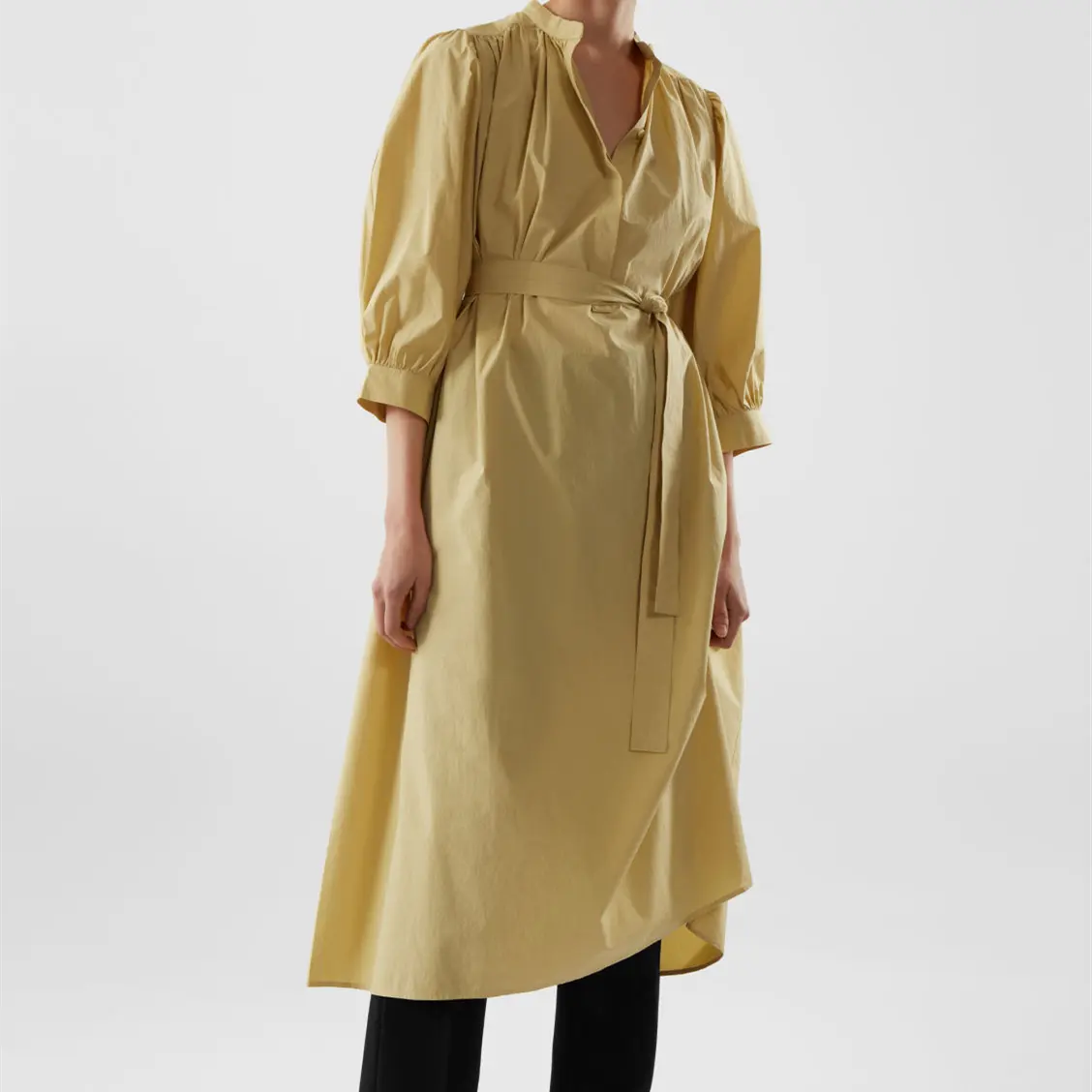 COS 泡泡袖束带连衣裙