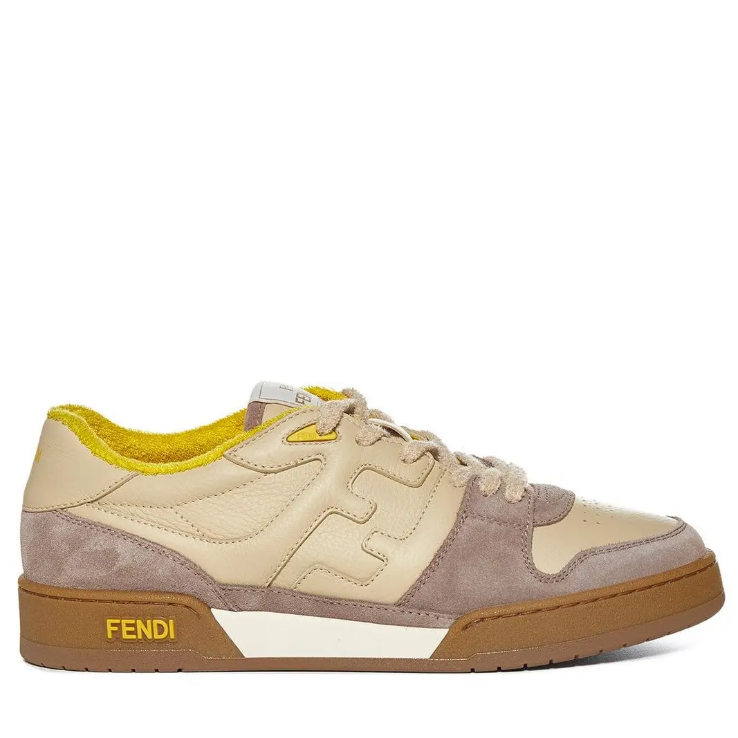 Fendi Match 米色麂皮低帮板鞋