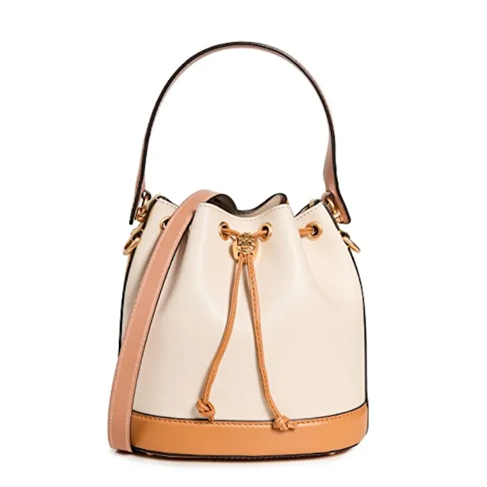 Tory Burch 汤丽柏琦 T MONOGRAM 小号拼色水桶包